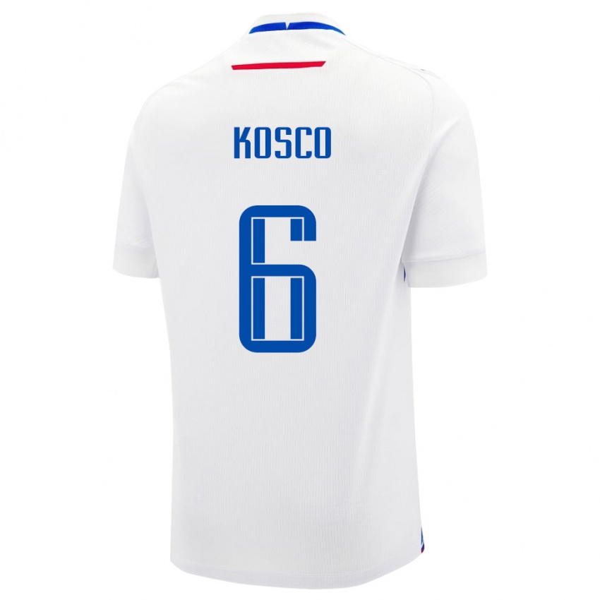 נשים סלובקיה Jakub Kosco #6 לבן כחול הרחק ג'רזי 26-28 חולצה קצרה