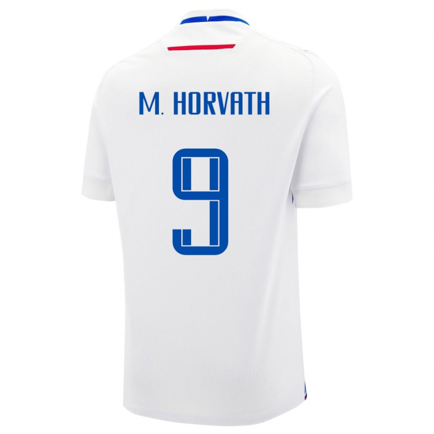 נשים סלובקיה Mark Alexander Horvath #9 לבן כחול הרחק ג'רזי 26-28 חולצה קצרה