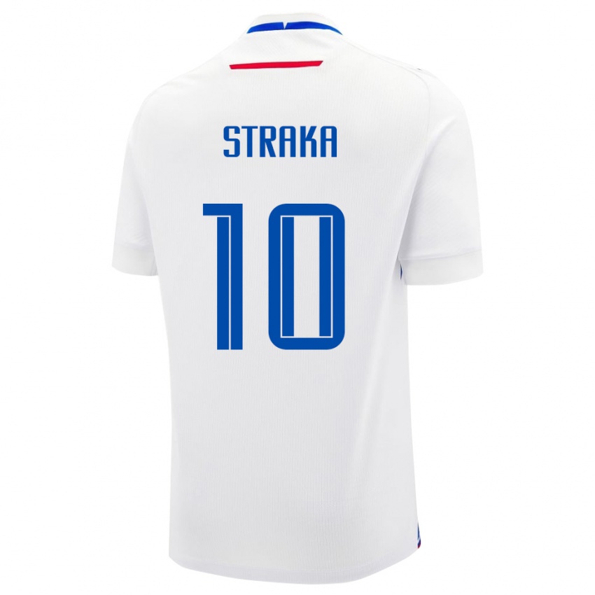נשים סלובקיה David Straka #10 לבן כחול הרחק ג'רזי 26-28 חולצה קצרה