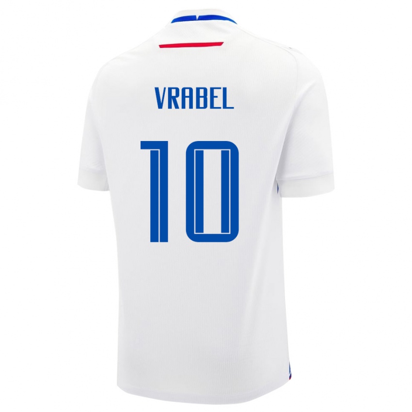 נשים סלובקיה Alex Vrabel #10 לבן כחול הרחק ג'רזי 26-28 חולצה קצרה
