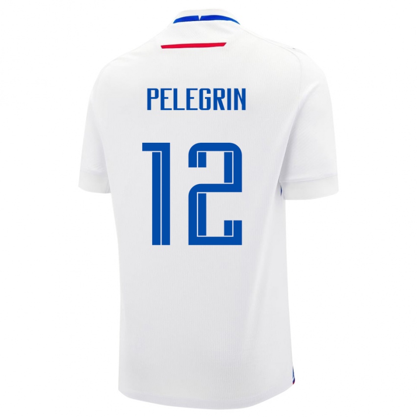 נשים סלובקיה Lukas Pelegrin #12 לבן כחול הרחק ג'רזי 26-28 חולצה קצרה