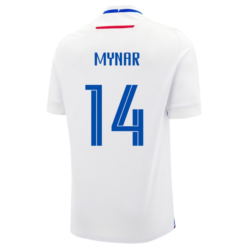 נשים סלובקיה Michal Mynar #14 לבן כחול הרחק ג'רזי 26-28 חולצה קצרה