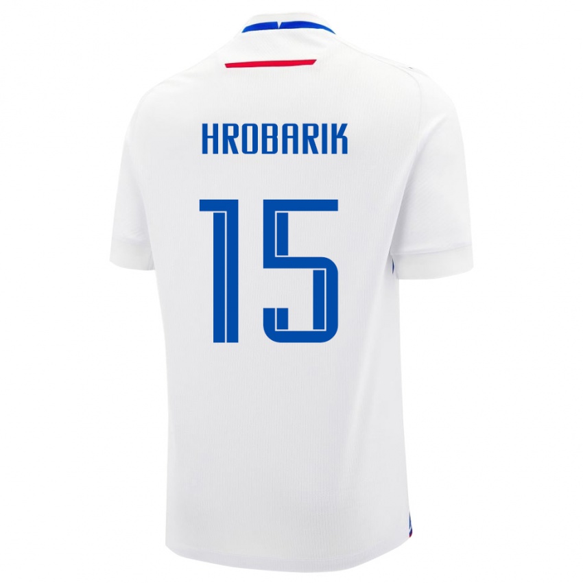 נשים סלובקיה Tobias Hrobarik #15 לבן כחול הרחק ג'רזי 26-28 חולצה קצרה