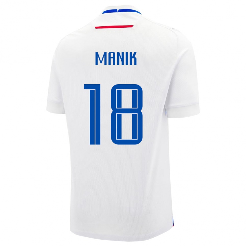 נשים סלובקיה Robert Manik #18 לבן כחול הרחק ג'רזי 26-28 חולצה קצרה