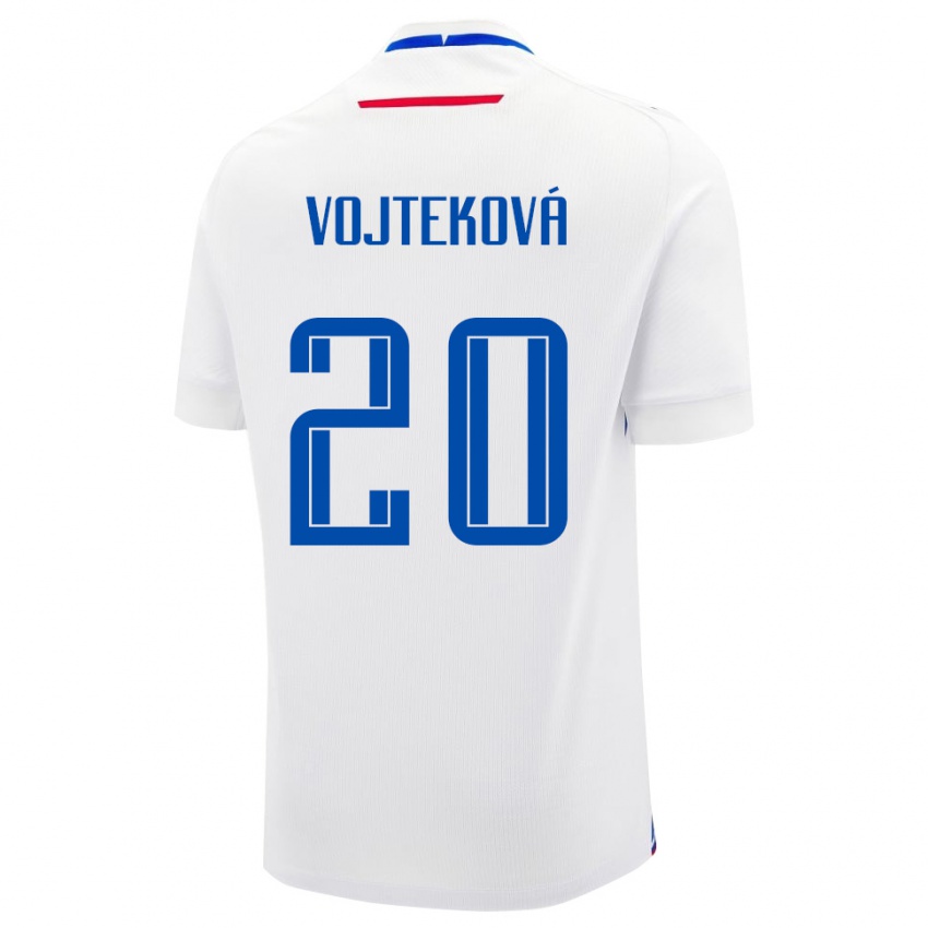 נשים סלובקיה Jana Vojteková #20 לבן כחול הרחק ג'רזי 26-28 חולצה קצרה