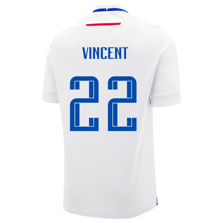 נשים סלובקיה Maëvan Vincent #22 לבן כחול הרחק ג'רזי 26-28 חולצה קצרה