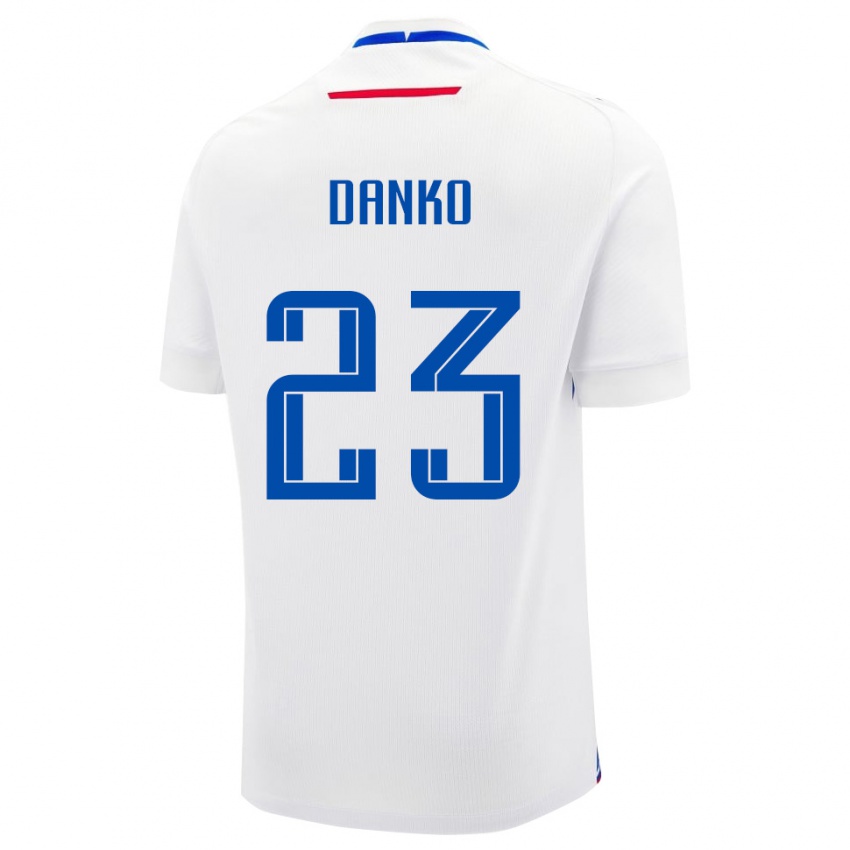 נשים סלובקיה Adam Danko #23 לבן כחול הרחק ג'רזי 26-28 חולצה קצרה