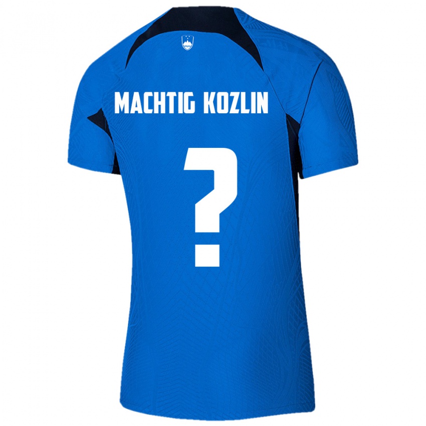 נשים סלובניה Vid Mächtig Kozlin #0 כחול לבן הרחק ג'רזי 26-28 חולצה קצרה