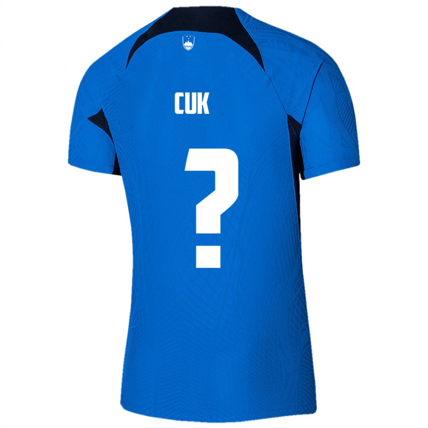 נשים סלובניה Tine Cuk #0 כחול לבן הרחק ג'רזי 26-28 חולצה קצרה