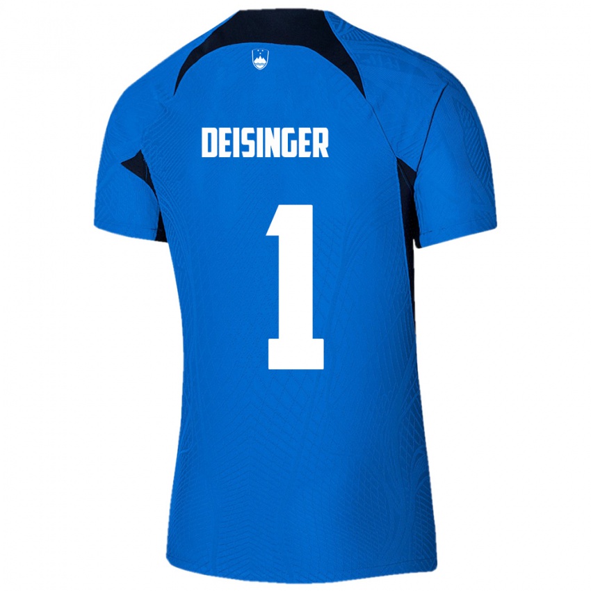 נשים סלובניה Nik Deisinger #1 כחול לבן הרחק ג'רזי 26-28 חולצה קצרה
