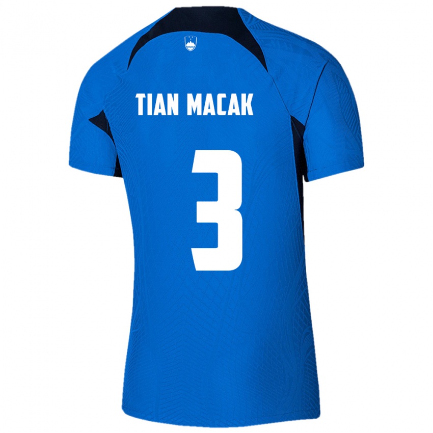 נשים סלובניה Tian Macak #3 כחול לבן הרחק ג'רזי 26-28 חולצה קצרה