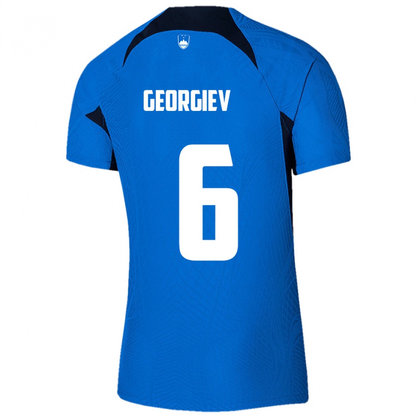 נשים סלובניה Luka Georgiev #6 כחול לבן הרחק ג'רזי 26-28 חולצה קצרה