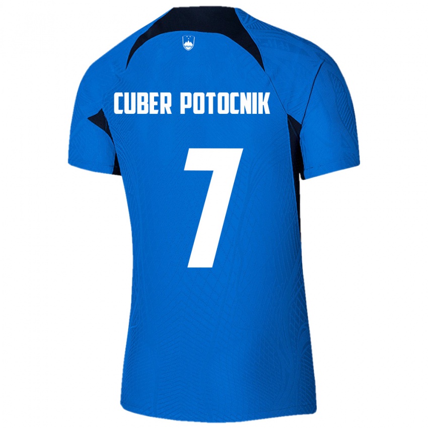 נשים סלובניה Jaka Cuber Potocnik #7 כחול לבן הרחק ג'רזי 26-28 חולצה קצרה