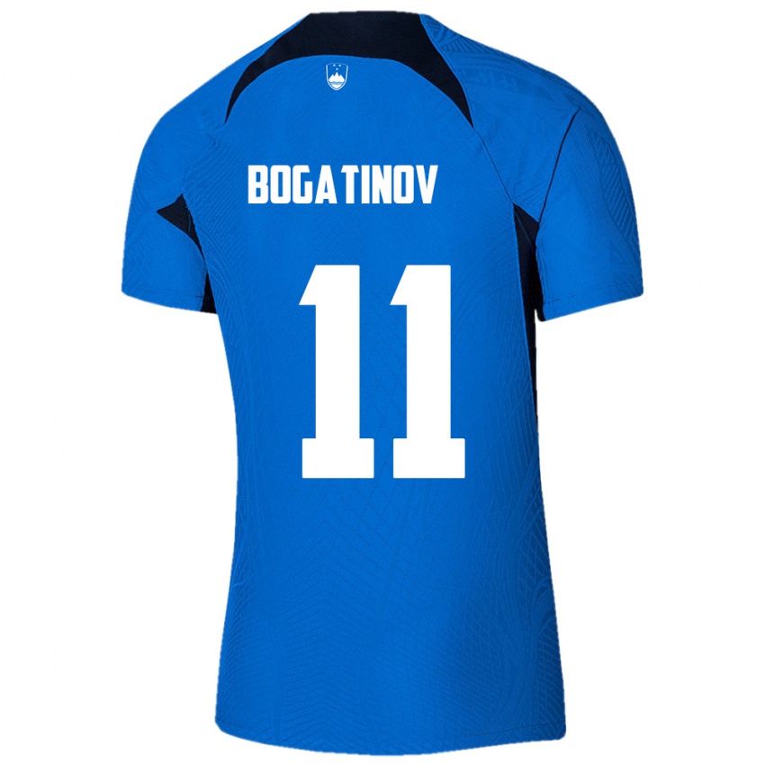 נשים סלובניה Gabriel Bogatinov #11 כחול לבן הרחק ג'רזי 26-28 חולצה קצרה