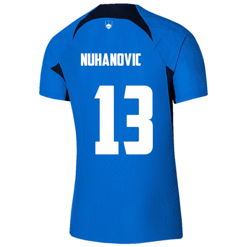 נשים סלובניה Husko Nuhanovic #13 כחול לבן הרחק ג'רזי 26-28 חולצה קצרה