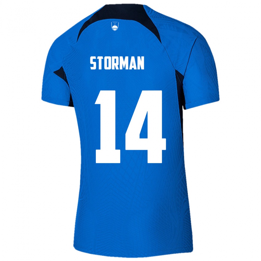 נשים סלובניה Rok Storman #14 כחול לבן הרחק ג'רזי 26-28 חולצה קצרה