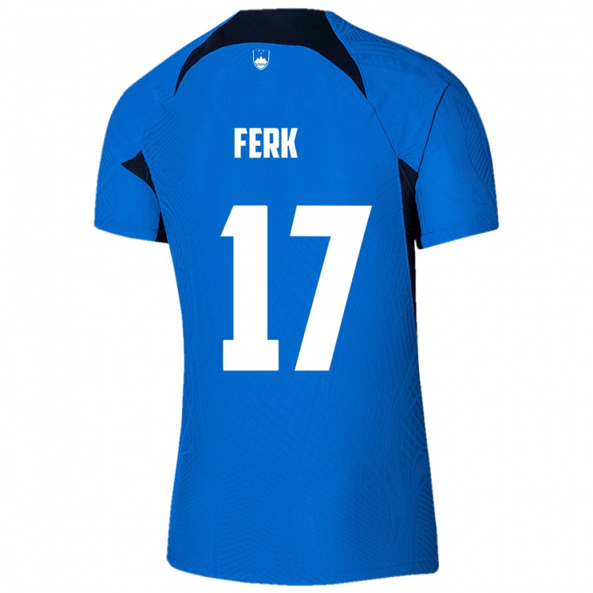 נשים סלובניה Matic Ferk #17 כחול לבן הרחק ג'רזי 26-28 חולצה קצרה