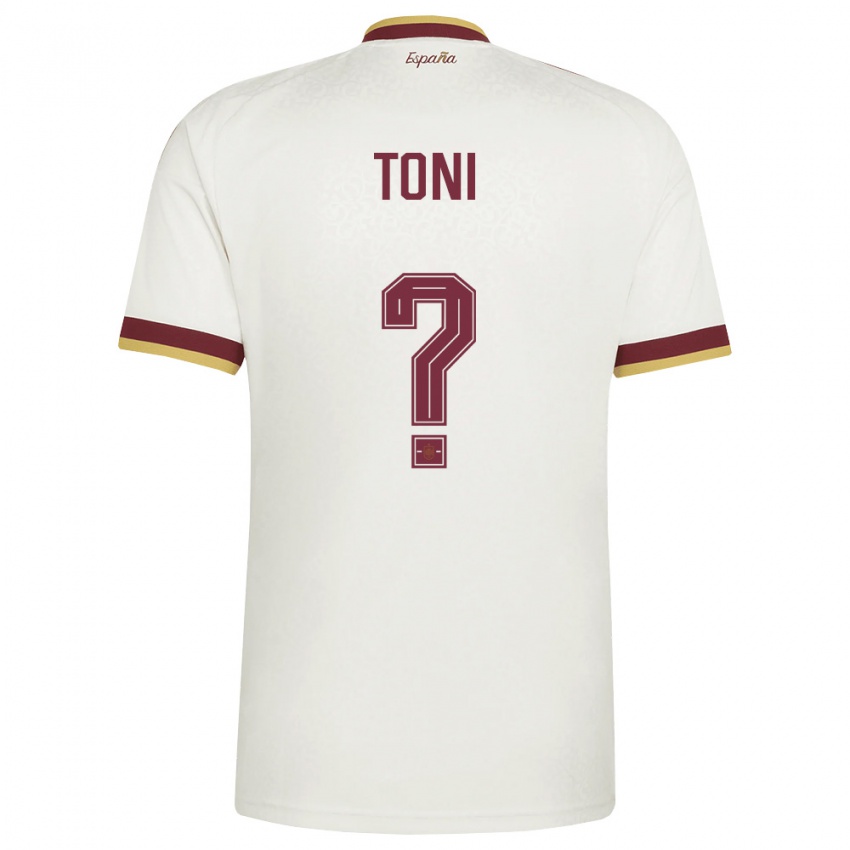 נשים ספרד Toni Fernández #0 שמנת בורדו הרחק ג'רזי 26-28 חולצה קצרה