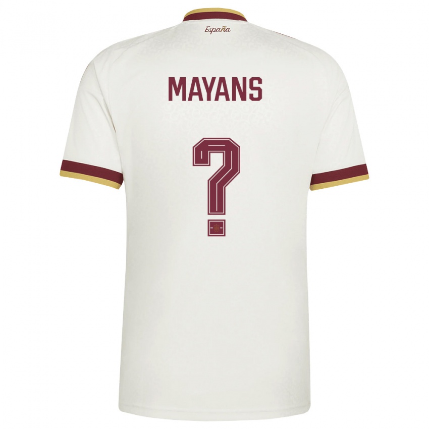 נשים ספרד Sergi Mayans #0 שמנת בורדו הרחק ג'רזי 26-28 חולצה קצרה