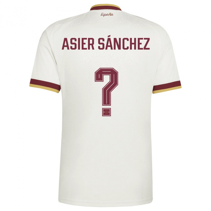 נשים ספרד Asier Sánchez #0 שמנת בורדו הרחק ג'רזי 26-28 חולצה קצרה