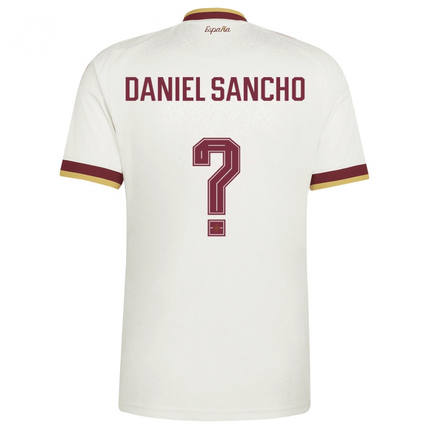 נשים ספרד Daniel Sancho #0 שמנת בורדו הרחק ג'רזי 26-28 חולצה קצרה