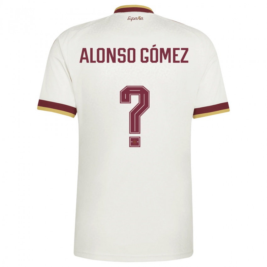 נשים ספרד Alonso Gómez #0 שמנת בורדו הרחק ג'רזי 26-28 חולצה קצרה