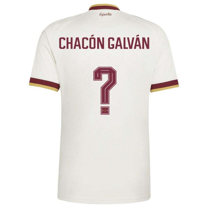 נשים ספרד Hugo Chacón Galván #0 שמנת בורדו הרחק ג'רזי 26-28 חולצה קצרה