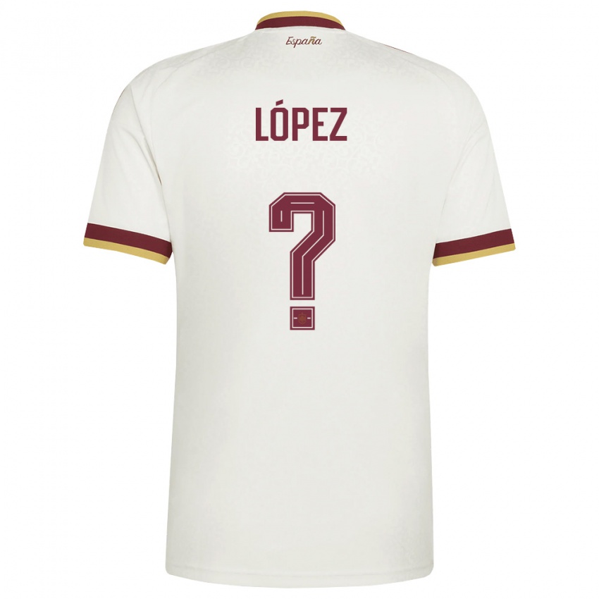 נשים ספרד Mikel López #0 שמנת בורדו הרחק ג'רזי 26-28 חולצה קצרה