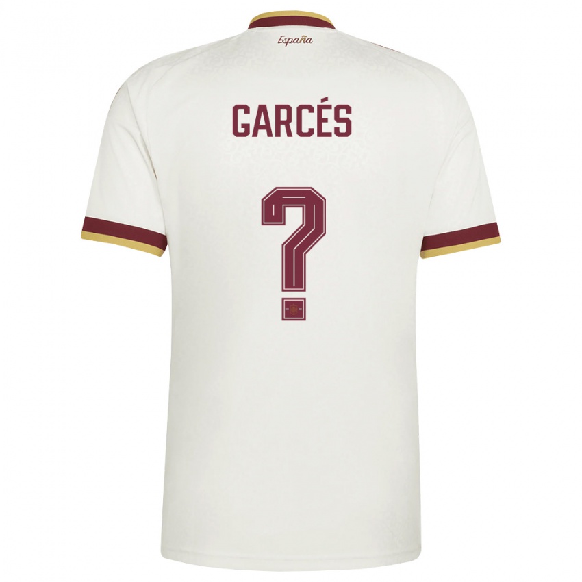 נשים ספרד Hugo Garcés #0 שמנת בורדו הרחק ג'רזי 26-28 חולצה קצרה