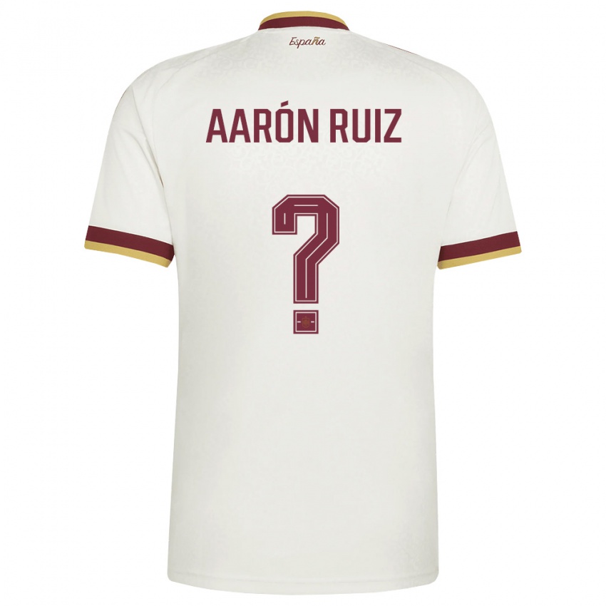 נשים ספרד Aarón Ruiz #0 שמנת בורדו הרחק ג'רזי 26-28 חולצה קצרה