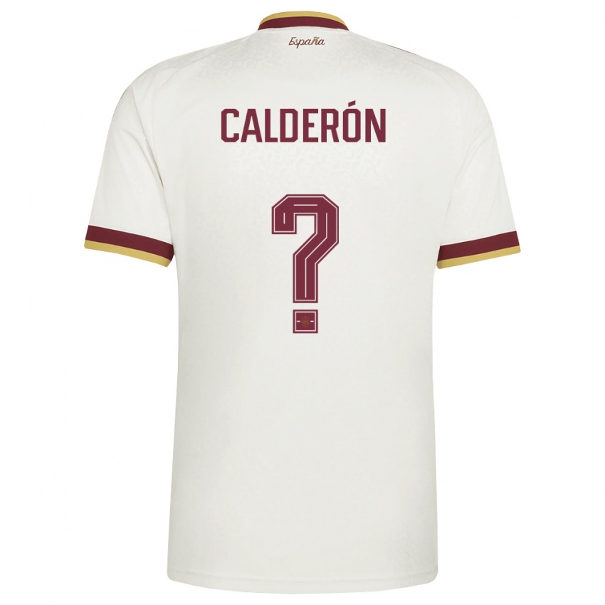 נשים ספרד Alfonso Calderón #0 שמנת בורדו הרחק ג'רזי 26-28 חולצה קצרה
