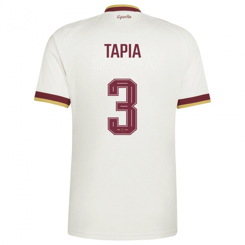 נשים ספרד Unai Tapia #3 שמנת בורדו הרחק ג'רזי 26-28 חולצה קצרה