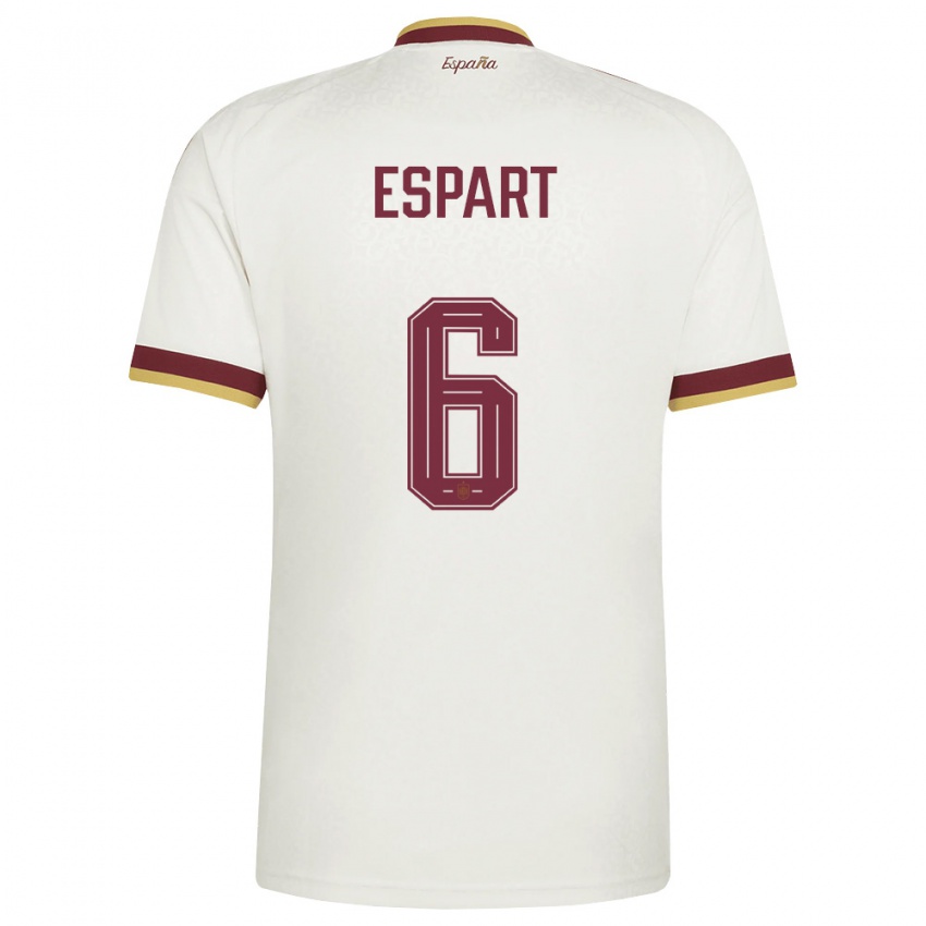 נשים ספרד Xavi Espart #6 שמנת בורדו הרחק ג'רזי 26-28 חולצה קצרה