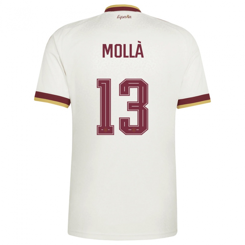 נשים ספרד Pablo Mollà #13 שמנת בורדו הרחק ג'רזי 26-28 חולצה קצרה