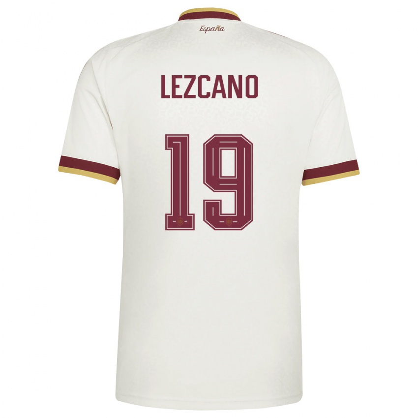 נשים ספרד Álvaro Lezcano #19 שמנת בורדו הרחק ג'רזי 26-28 חולצה קצרה