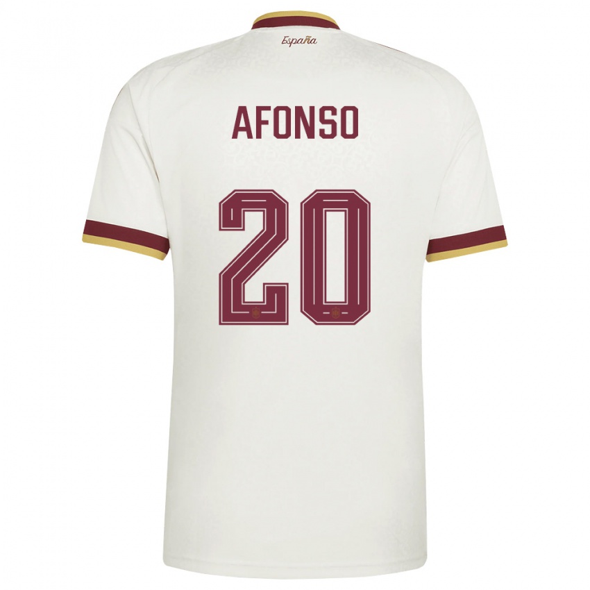 נשים ספרד Nicolás Afonso #20 שמנת בורדו הרחק ג'רזי 26-28 חולצה קצרה