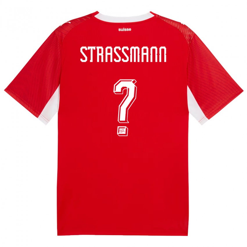 ילדים שווייץ Sven Strassmann #0 אדום לבן ג'רזי ביתית 26-28 חולצה קצרה