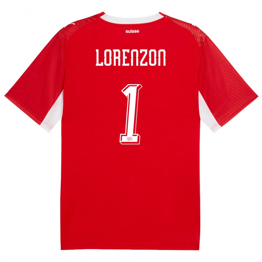 ילדים שווייץ Lucas Lorenzon #1 אדום לבן ג'רזי ביתית 26-28 חולצה קצרה