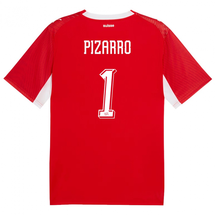 ילדים שווייץ Théodore Pizarro #1 אדום לבן ג'רזי ביתית 26-28 חולצה קצרה