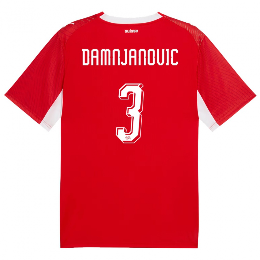 ילדים שווייץ Lazar Damnjanovic #3 אדום לבן ג'רזי ביתית 26-28 חולצה קצרה