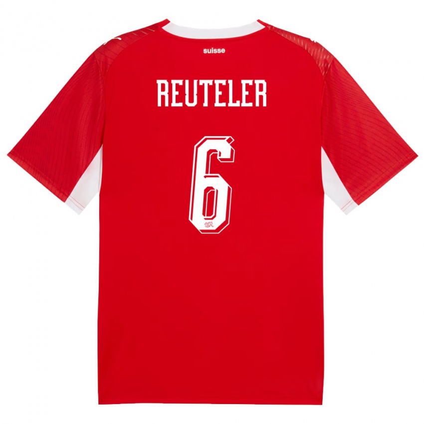 ילדים שווייץ ג׳רלדין רויטלר #6 אדום לבן ג'רזי ביתית 26-28 חולצה קצרה