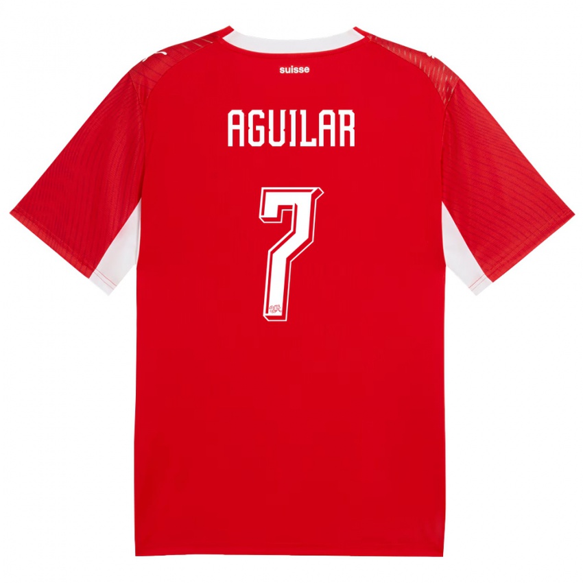 ילדים שווייץ Enrique Aguilar #7 אדום לבן ג'רזי ביתית 26-28 חולצה קצרה