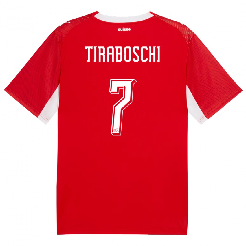 ילדים שווייץ Ian Tiraboschi #7 אדום לבן ג'רזי ביתית 26-28 חולצה קצרה