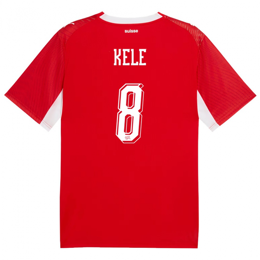 ילדים שווייץ Eron Kele #8 אדום לבן ג'רזי ביתית 26-28 חולצה קצרה