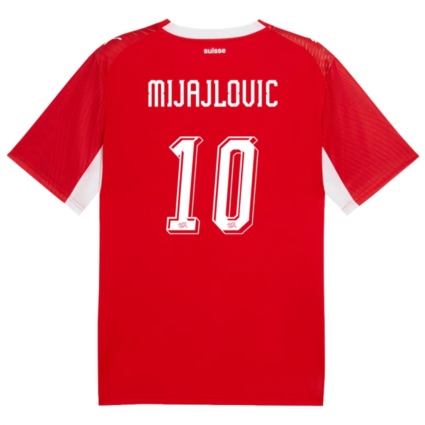 ילדים שווייץ Mladen Mijajlovic #10 אדום לבן ג'רזי ביתית 26-28 חולצה קצרה