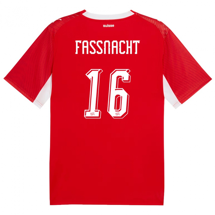 ילדים שווייץ כריסטיאן פאסנאכט #16 אדום לבן ג'רזי ביתית 26-28 חולצה קצרה