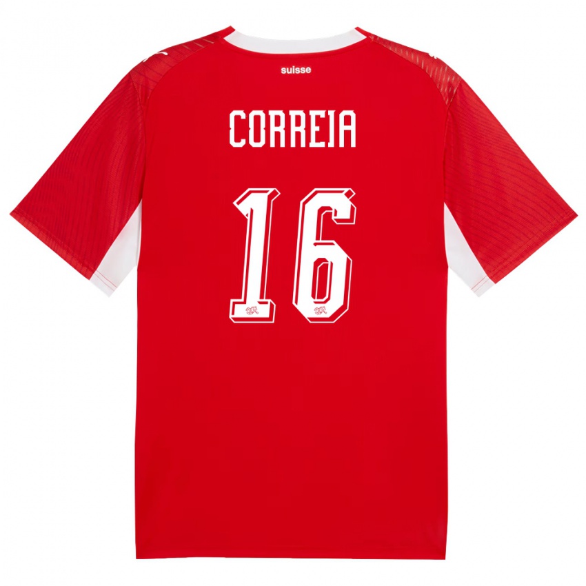 ילדים שווייץ Marco Correia #16 אדום לבן ג'רזי ביתית 26-28 חולצה קצרה