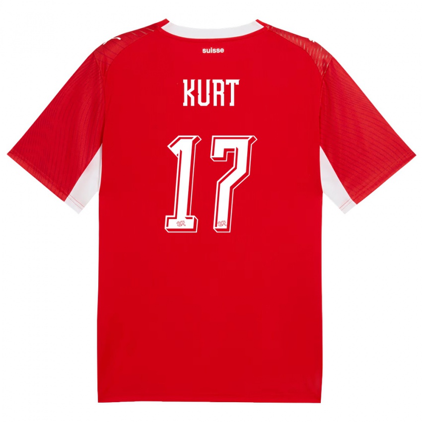 ילדים שווייץ Kyle Kurt #17 אדום לבן ג'רזי ביתית 26-28 חולצה קצרה