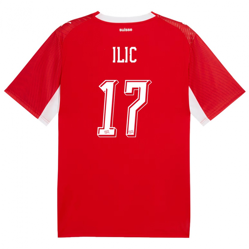 ילדים שווייץ Adam Ilic #17 אדום לבן ג'רזי ביתית 26-28 חולצה קצרה