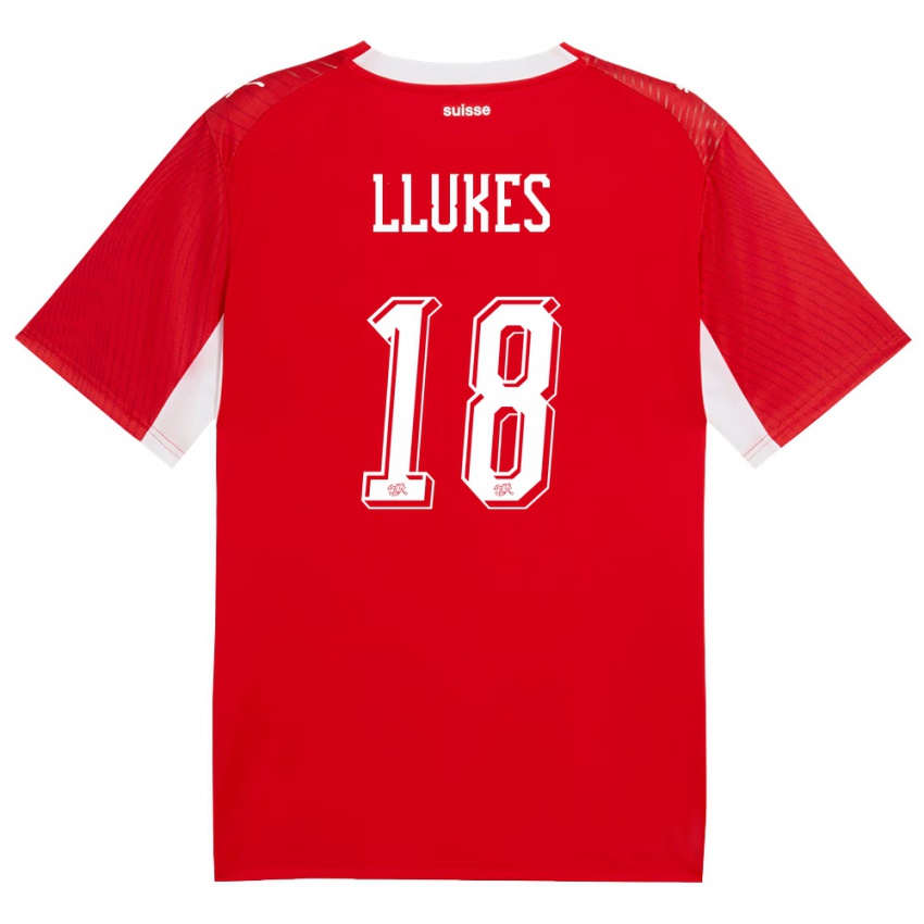 ילדים שווייץ Adrien Llukes #18 אדום לבן ג'רזי ביתית 26-28 חולצה קצרה